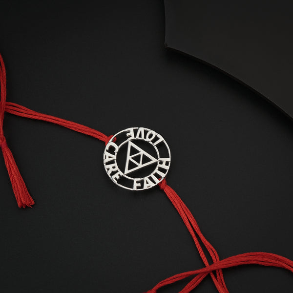Handcrafted Silver Rakhi/Pendant: Love|Care|Faith