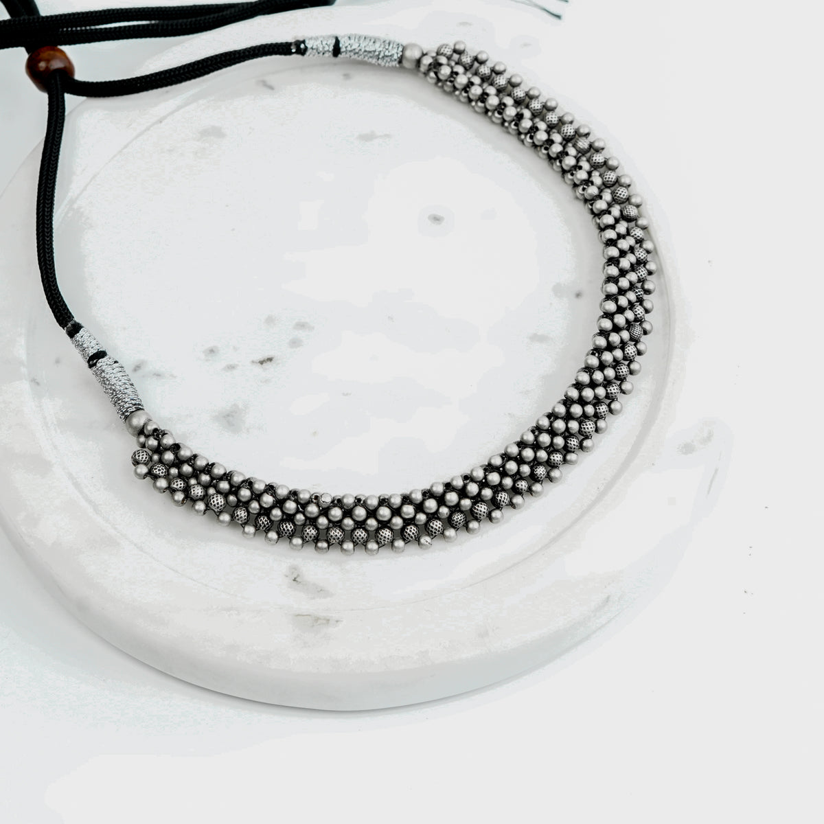 Oxidised Silver Thushi
