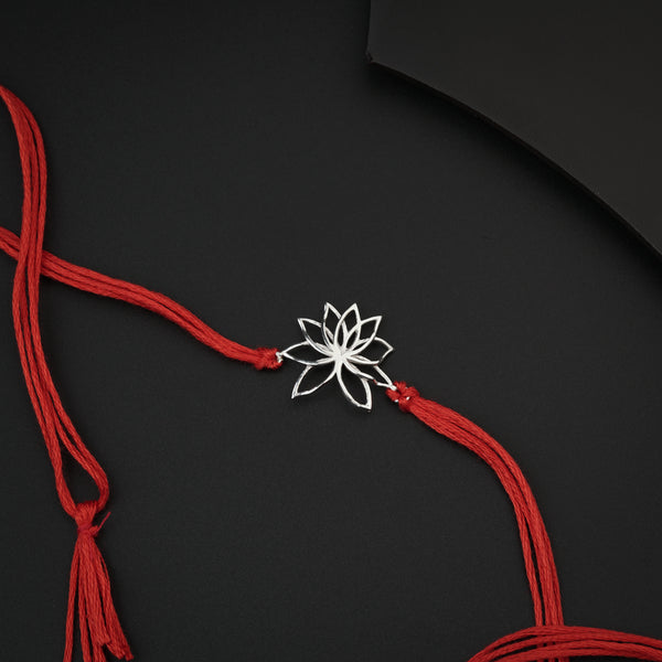 Handmade Silver Rakhi: Lotus