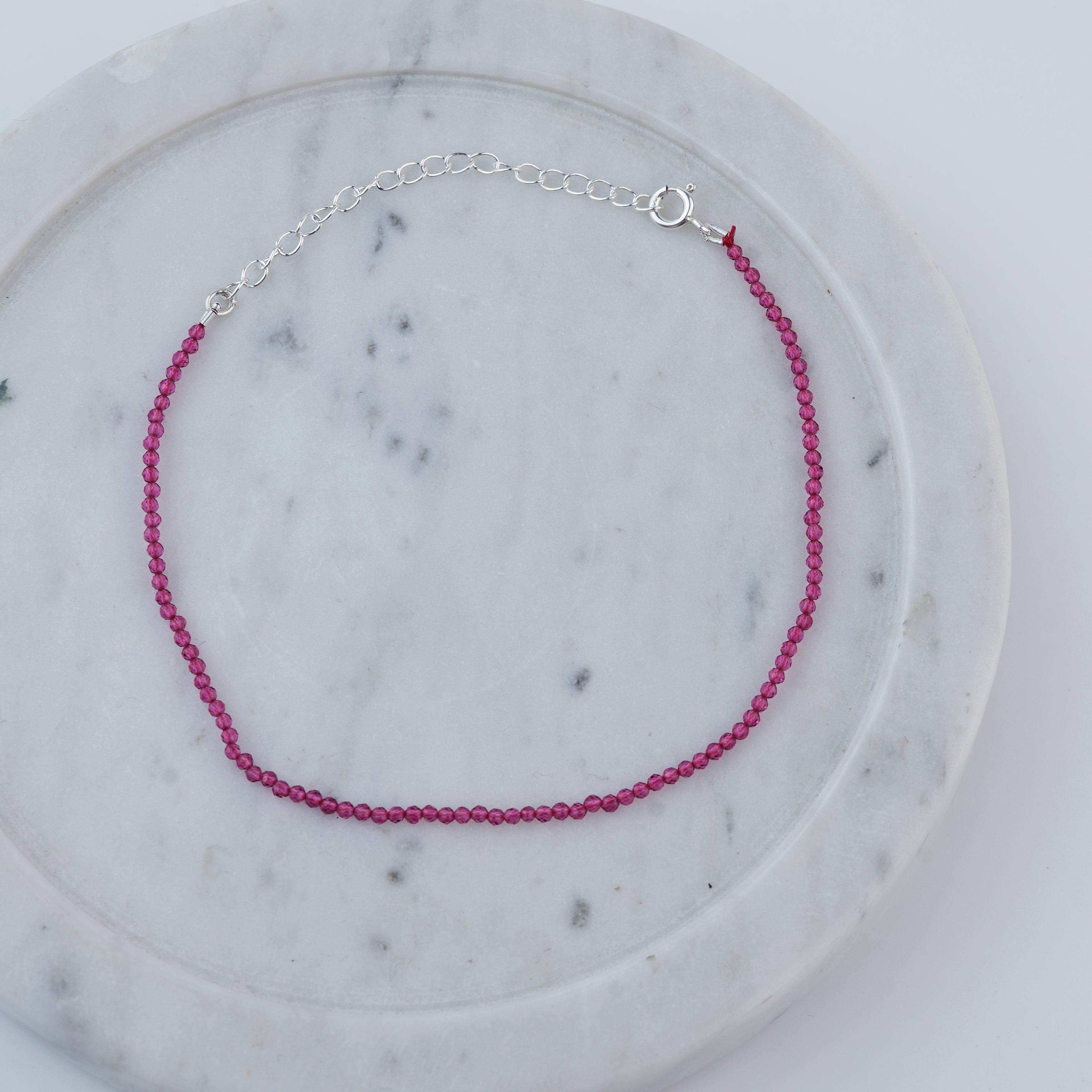 Ruby Silver Anklet (Project Handmade)