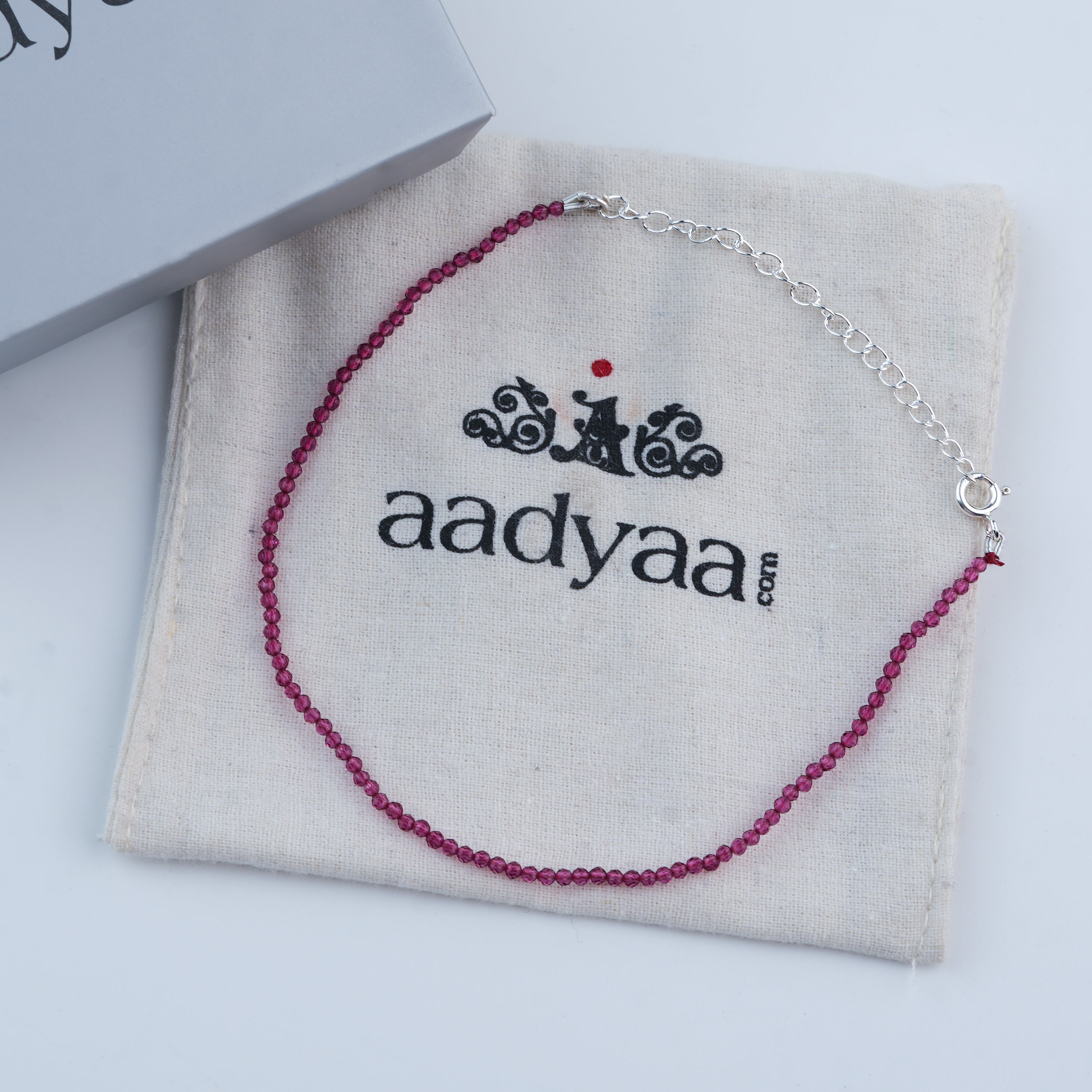 Ruby Silver Anklet (Project Handmade)