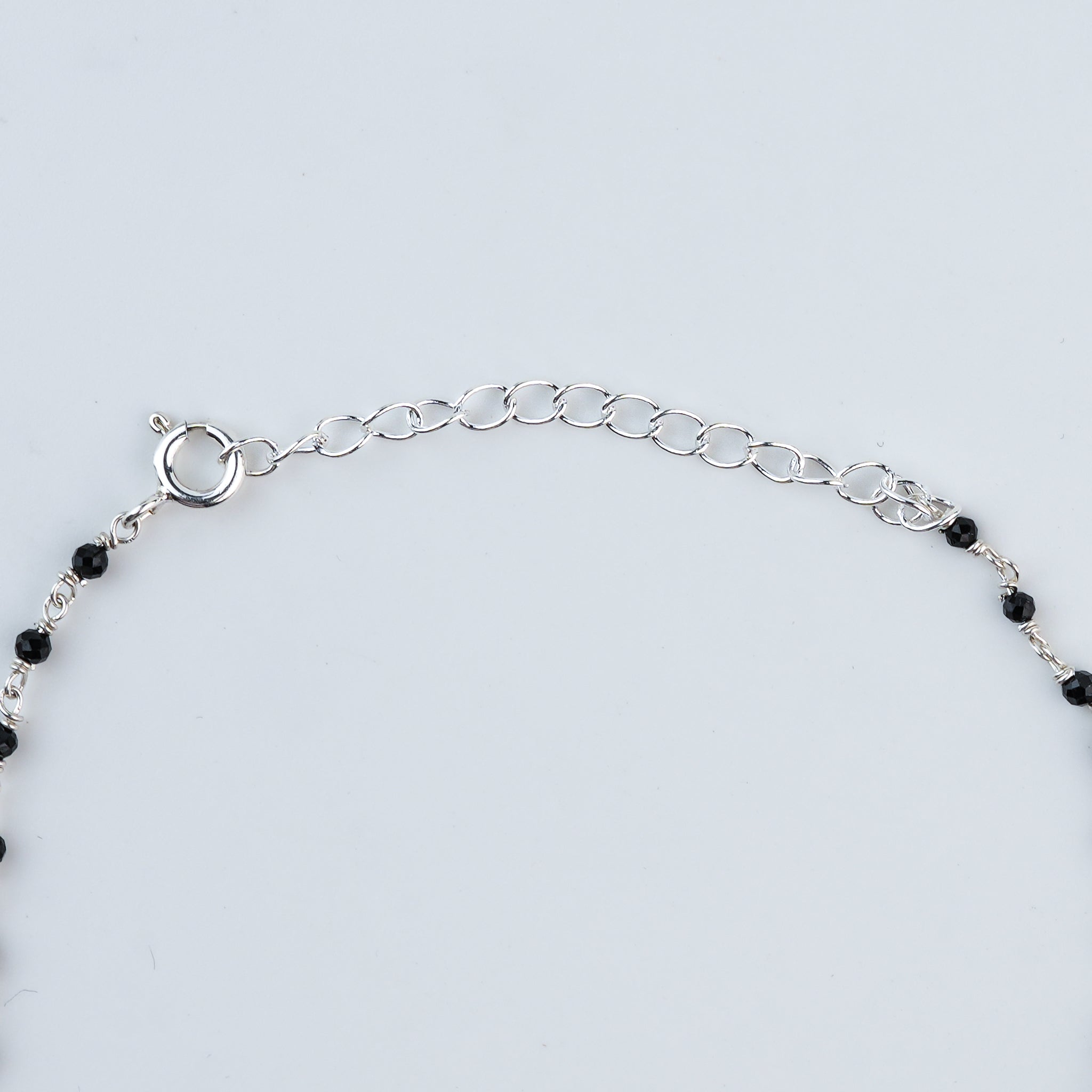 Silver Black Spinel Ganthan Anklet