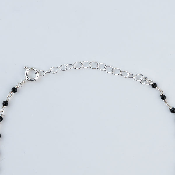 Silver Black Spinel Ganthan Anklet