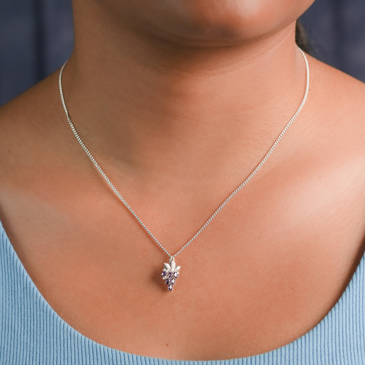 Grape CZ Fruit-Charm Necklace