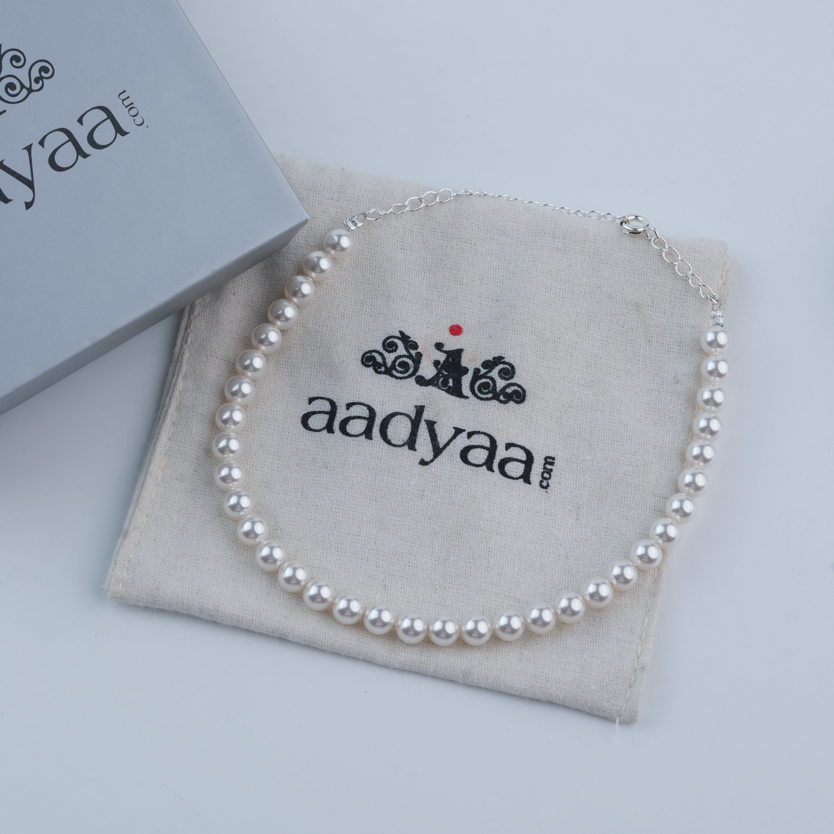 Silver Anklet with 6mm Swarovski Pearl