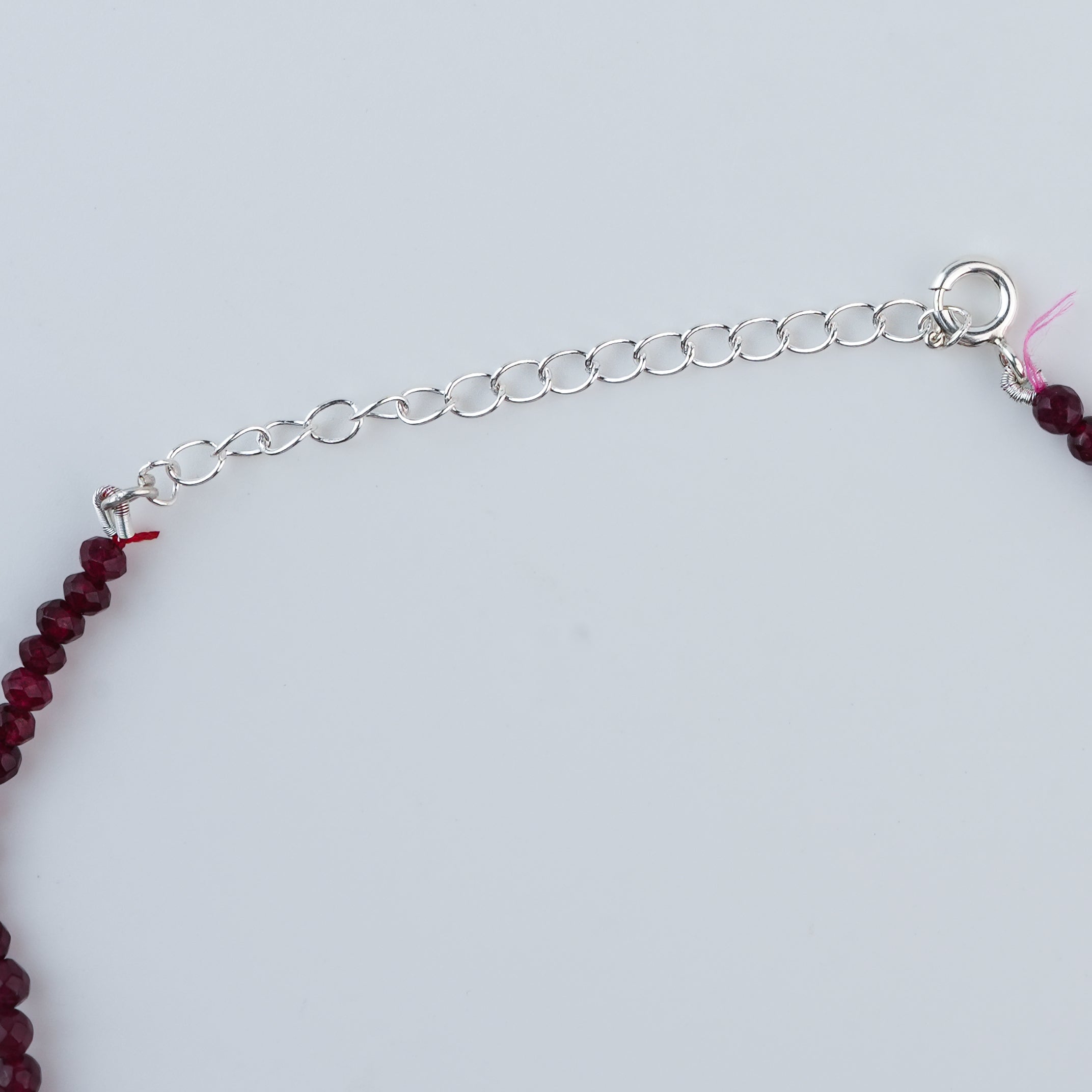 Red Jade & Garnet Silver Anklet (Project Handmade)