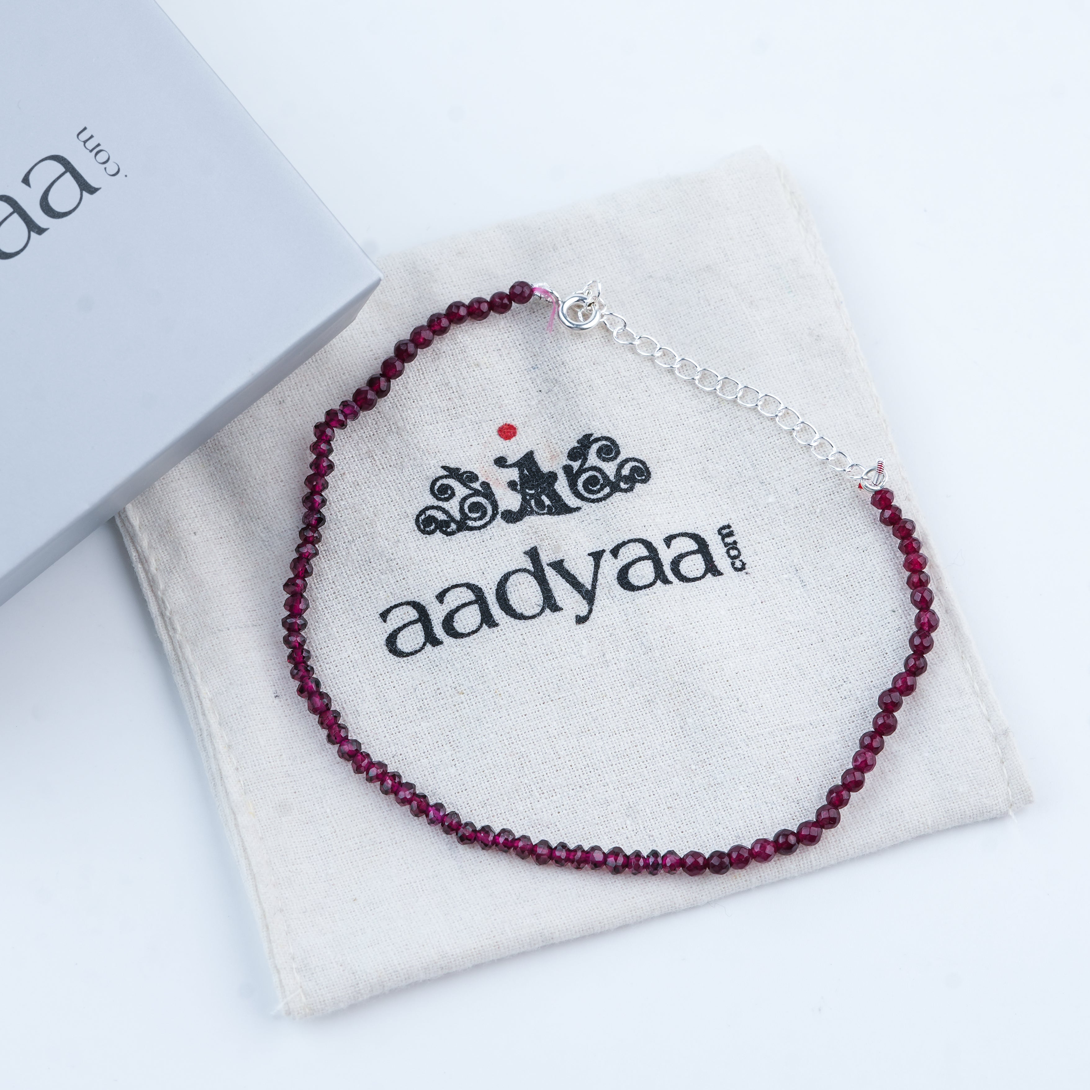 Red Jade & Garnet Silver Anklet (Project Handmade)