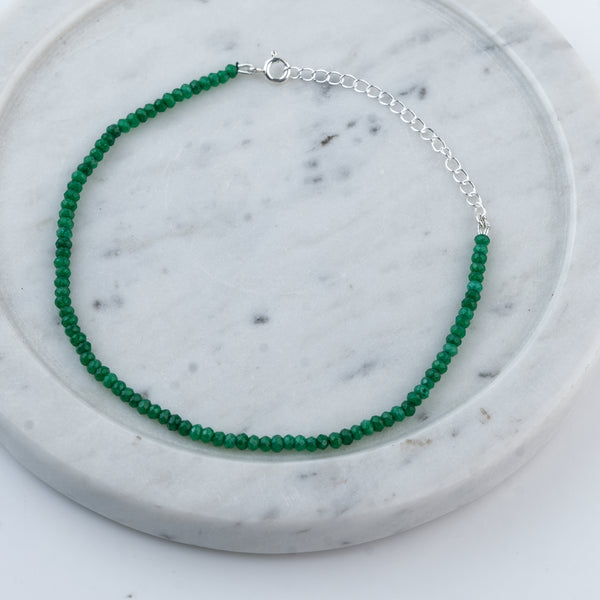 Green Jade Silver Anklet (Project Handmade)