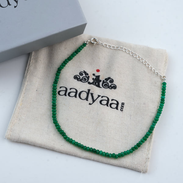 Green Jade Silver Anklet (Project Handmade)