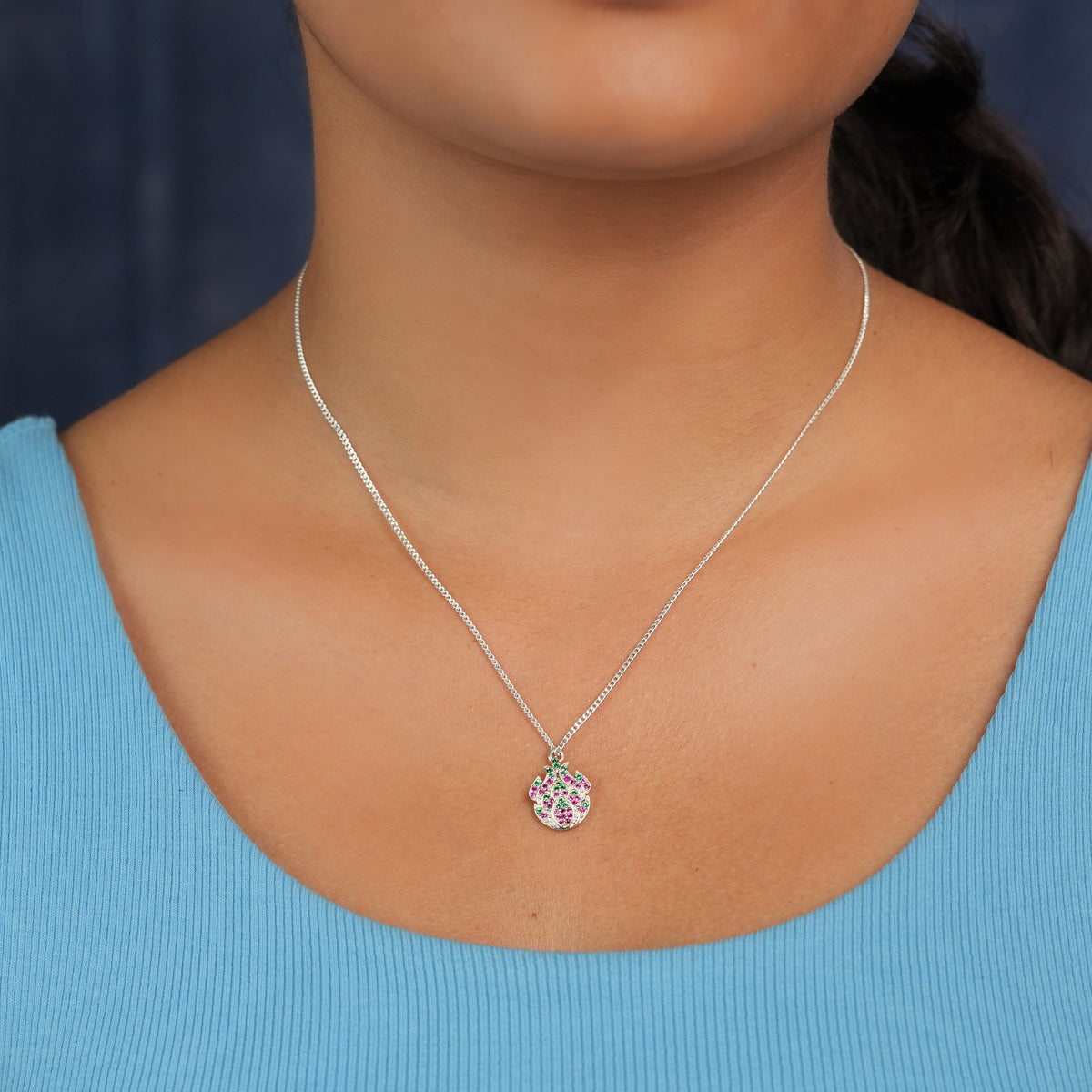 Dragonfruit CZ Fruit-Charm Necklace