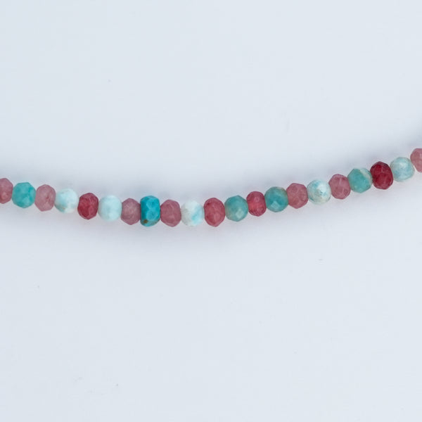 Pink Jade, Firoza & Turquoise Silver Anklet (Project Handmade)