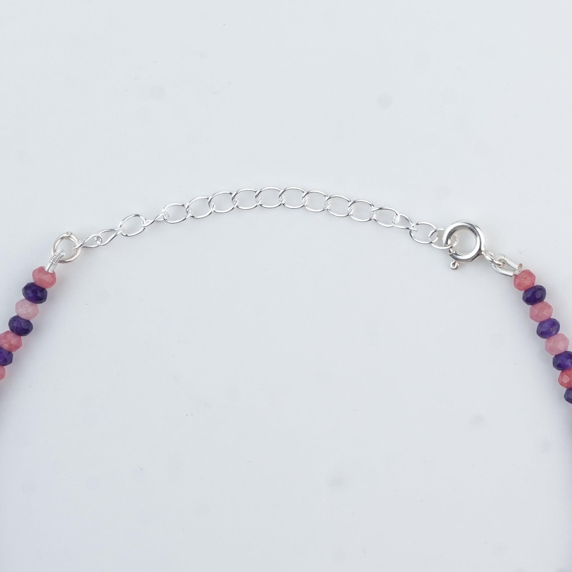 Pink & Purple Jade Silver Anklet (Project Handmade)