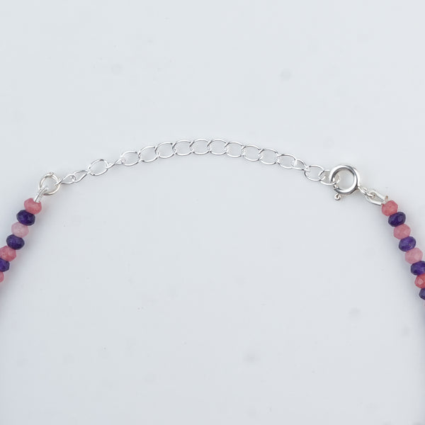 Pink & Purple Jade Silver Anklet (Project Handmade)