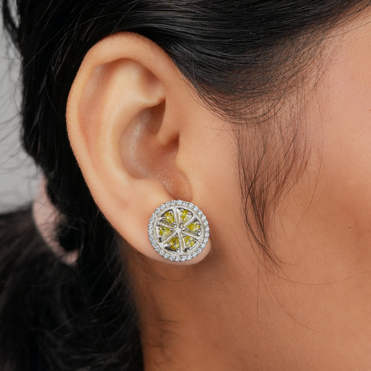 Lemon CZ Fruit Earrings