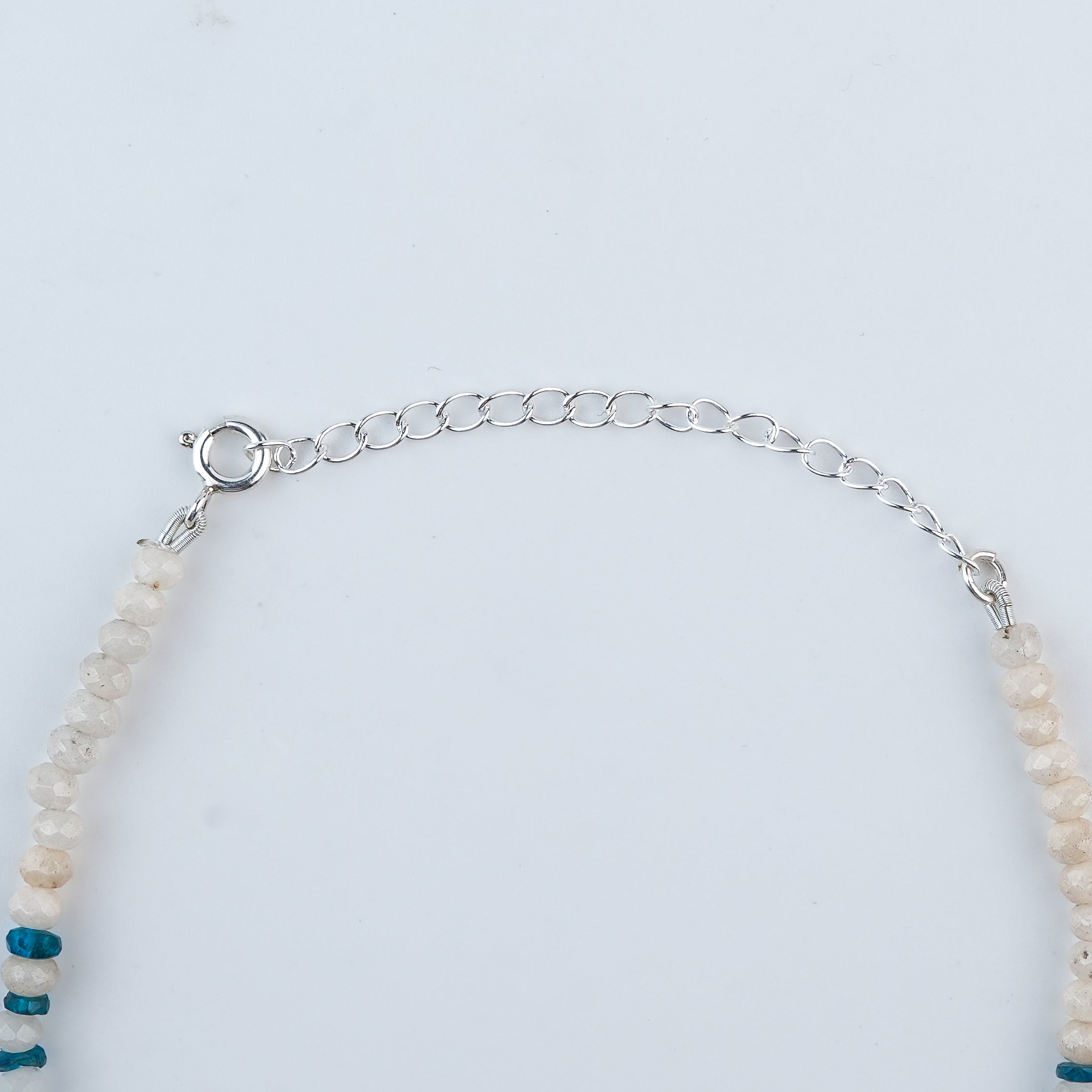 Rhodolite & White Jade Silver Anklet (Project Handmade)