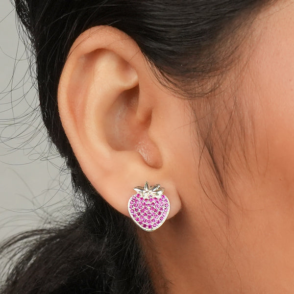 Strawberry CZ Fruit Earrings