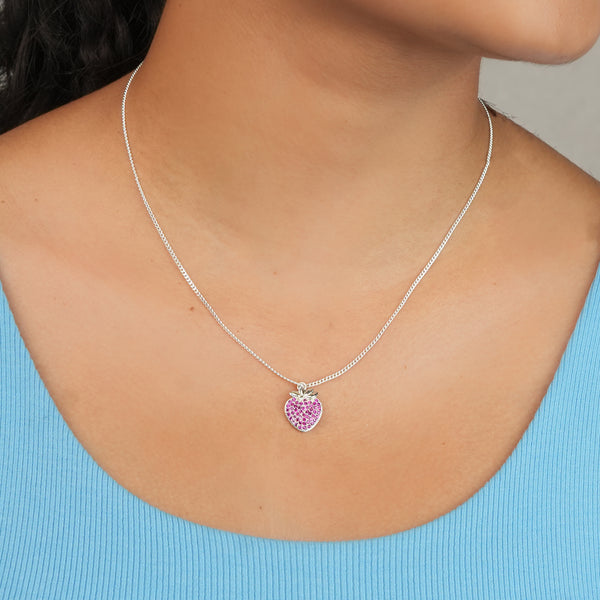 Strawberry CZ Fruit-Charm Necklace