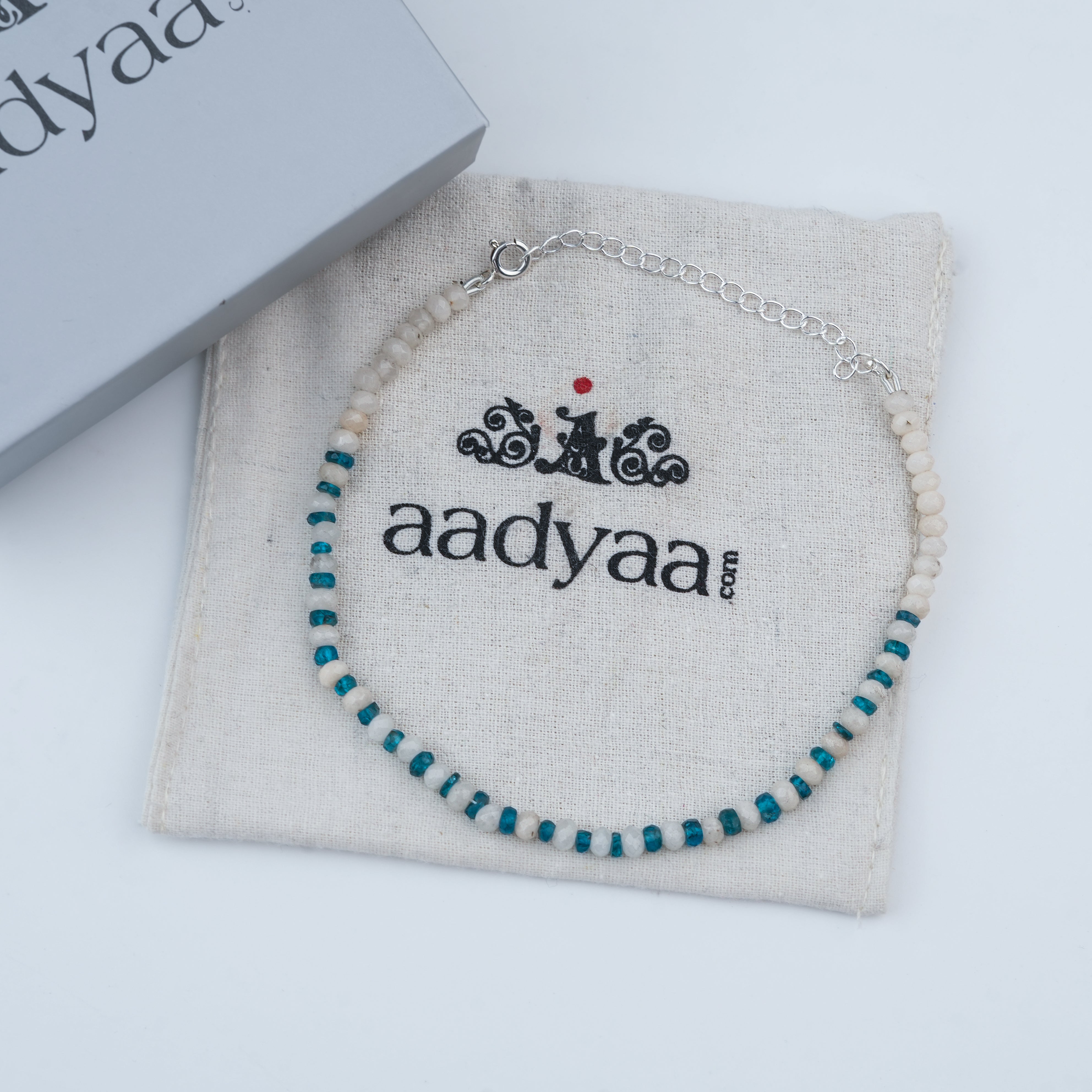 Rhodolite & White Jade Silver Anklet (Project Handmade)