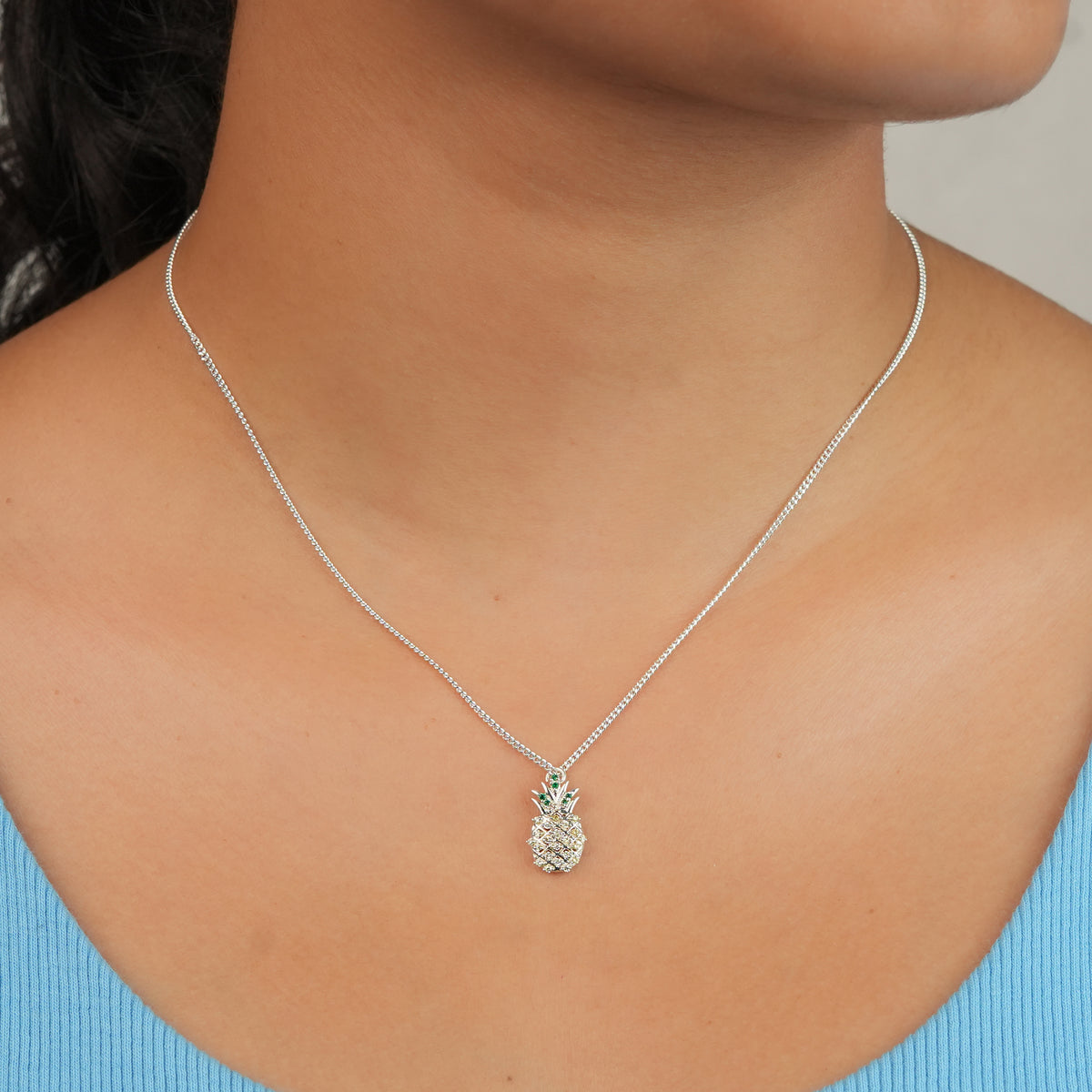Pineapple CZ Fruit-Charm Necklace