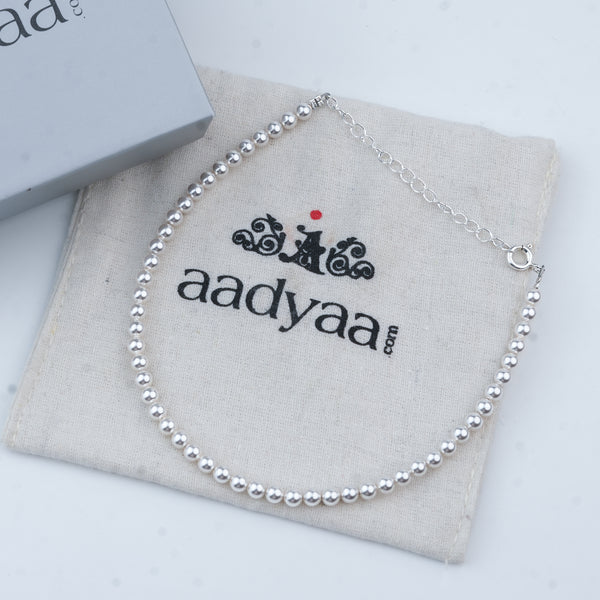 Silver Anklet with 4mm Swarovski Pearl