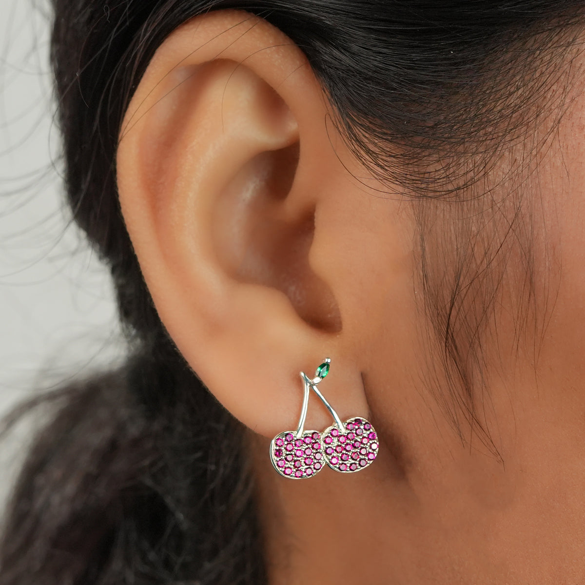 Cherry CZ Fruit Earrings