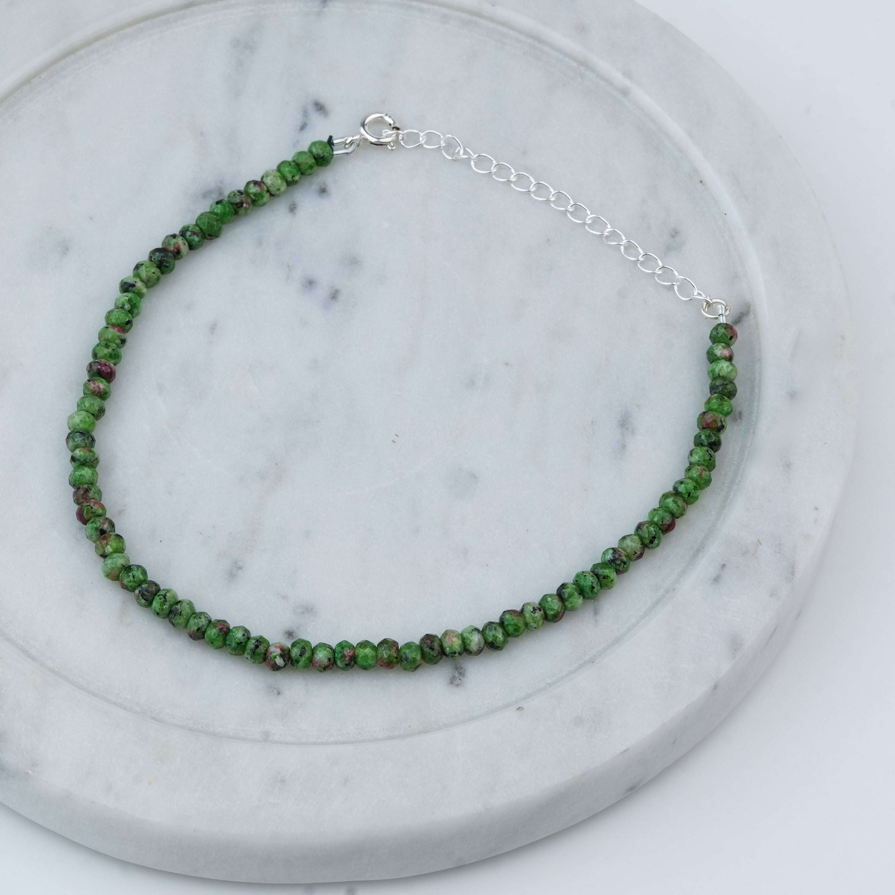 Green Jade Silver Anklet (Project Handmade)