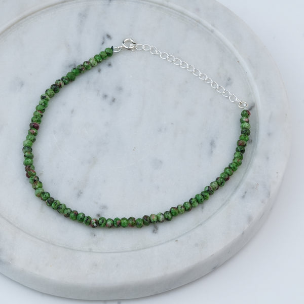 Green Jade Silver Anklet (Project Handmade)