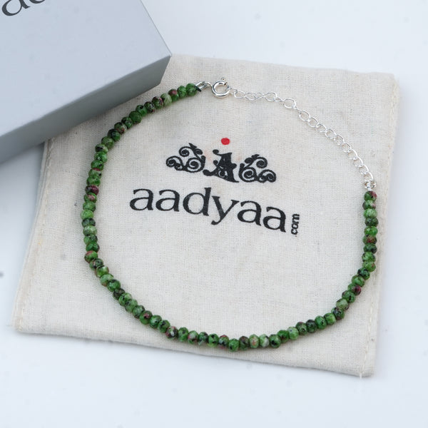 Green Jade Silver Anklet (Project Handmade)