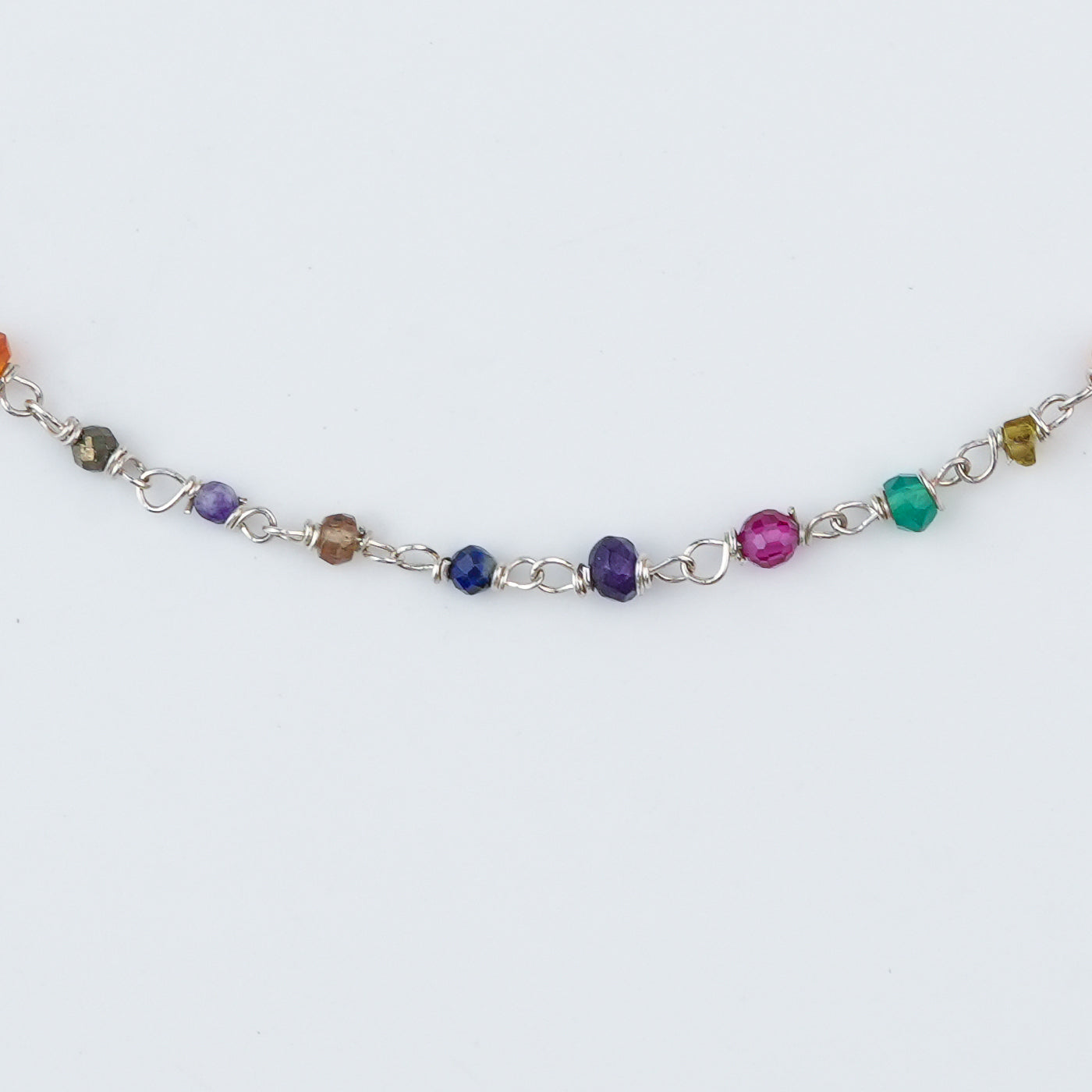 Silver Multicolour Stone Ganthan Anklet