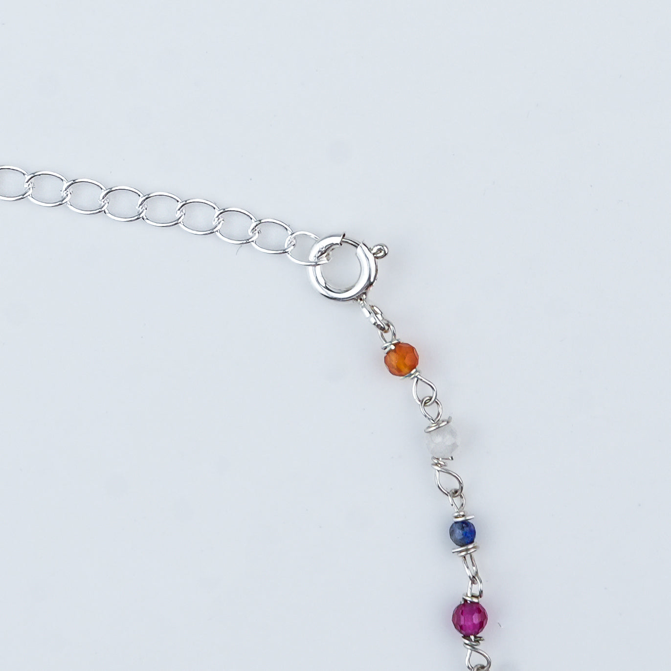 Silver Multicolour Stone Ganthan Anklet