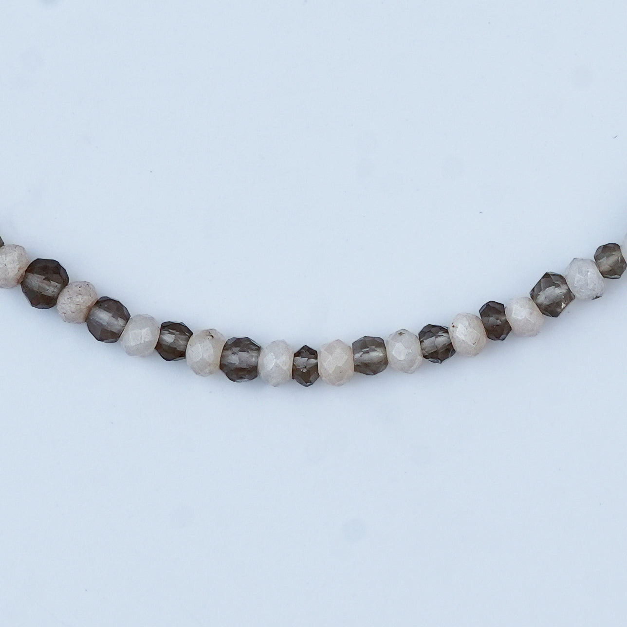 White Jade & Smoky Quartz Silver Anklet (Project Handmade)
