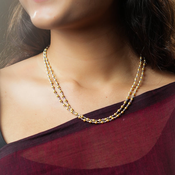 Silver Golden Pearl Ganthan Necklace