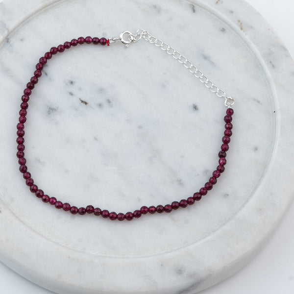 Red Jade Silver Anklet (Project Handmade)
