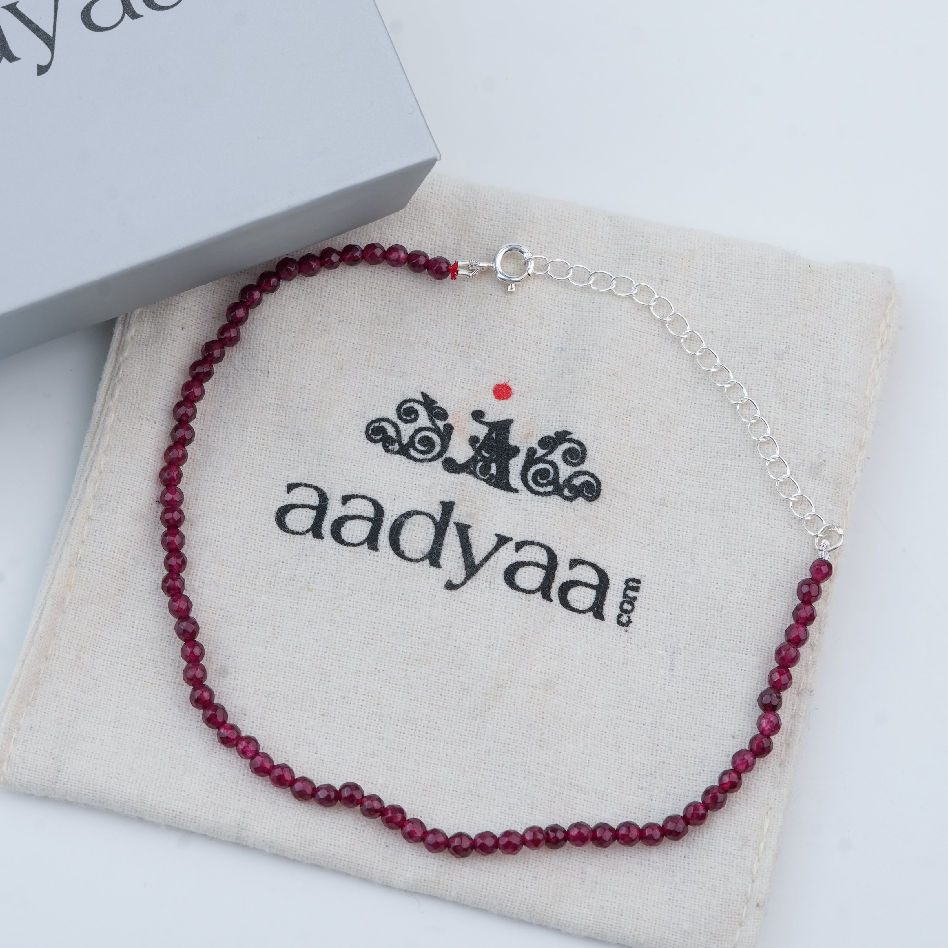 Red Jade Silver Anklet (Project Handmade)