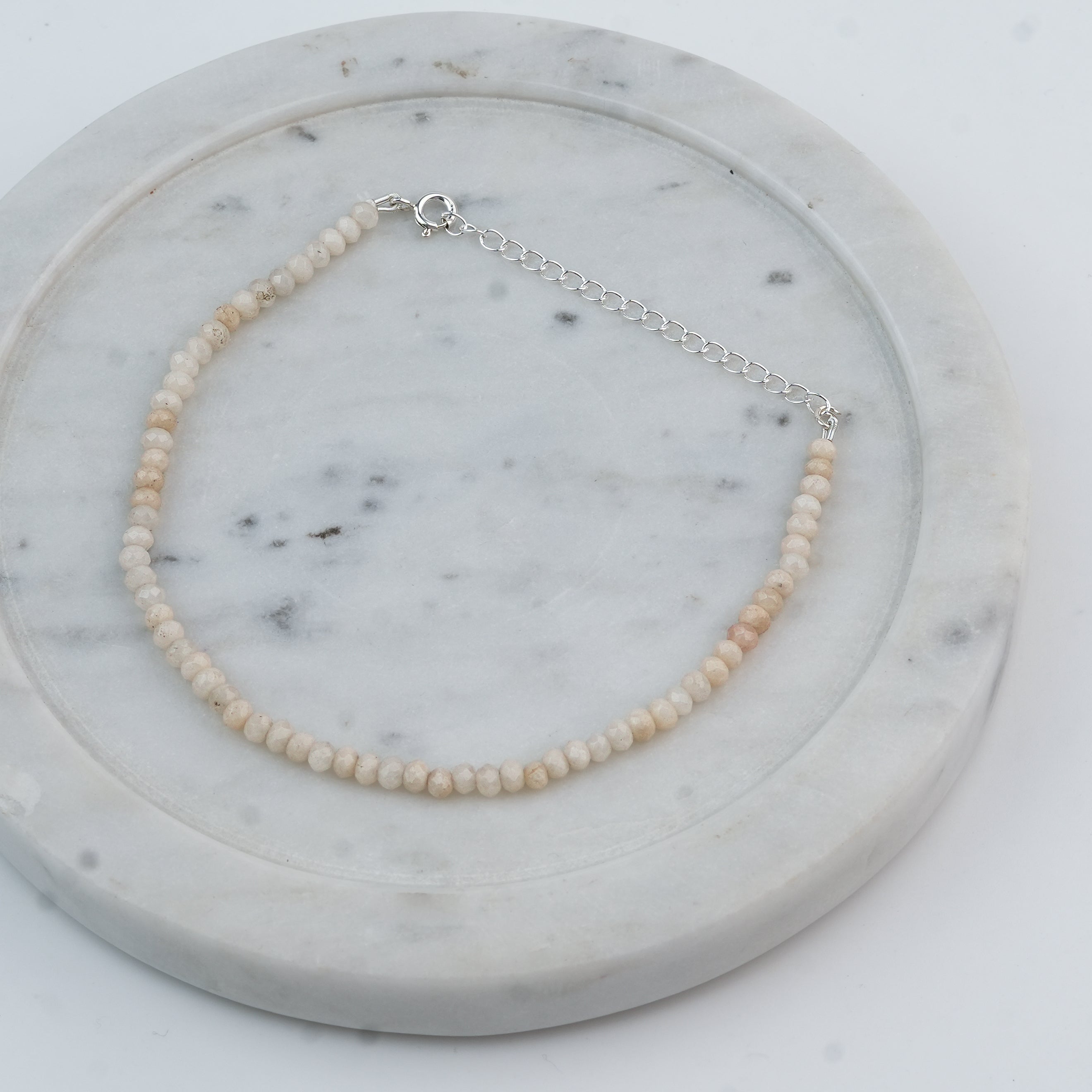White Jade Silver Anklet (Project Handmade)