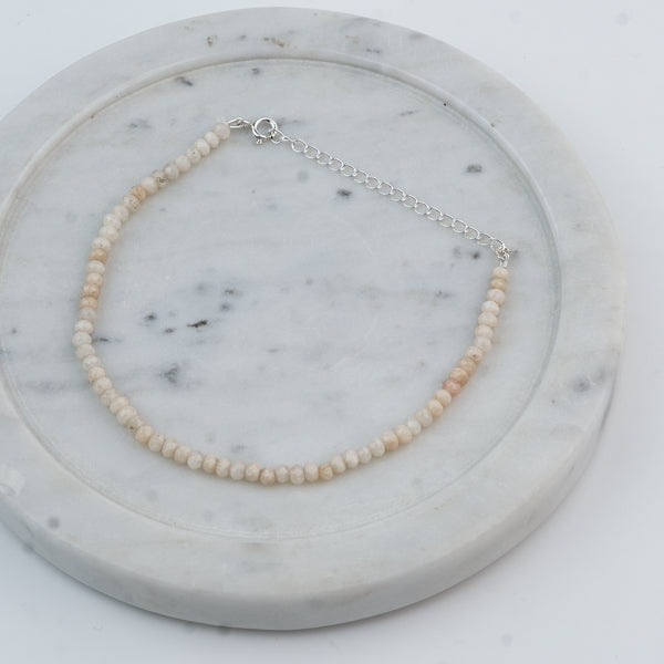 White Jade Silver Anklet (Project Handmade)