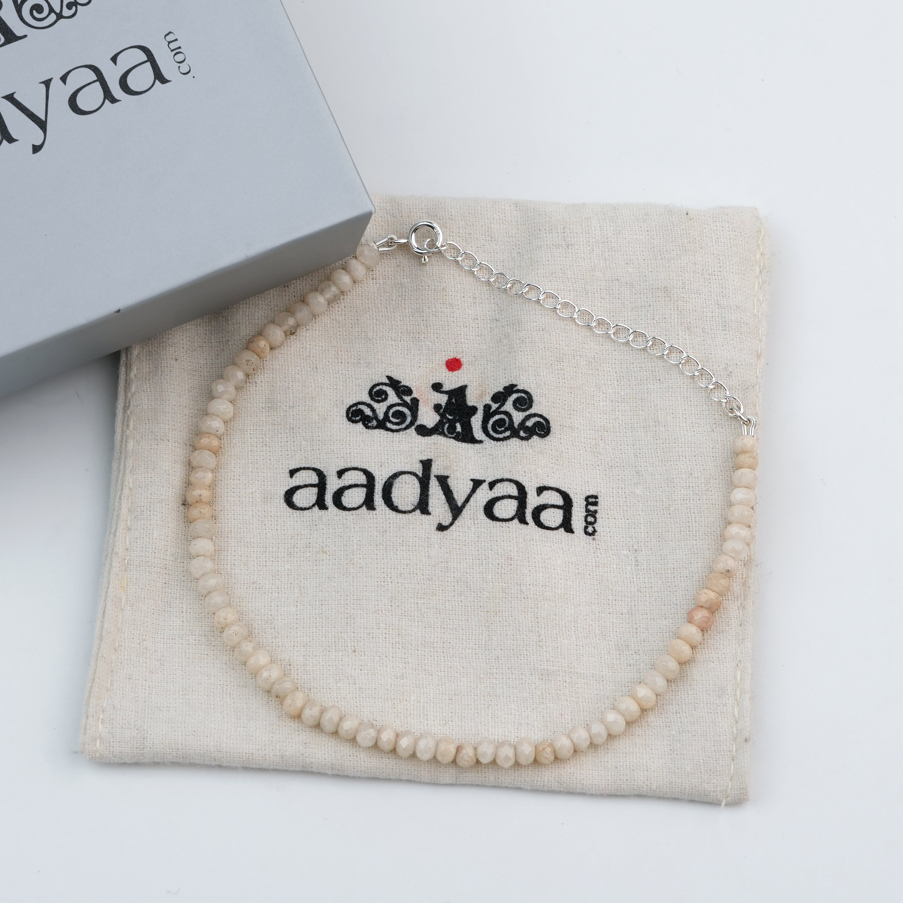 White Jade Silver Anklet (Project Handmade)