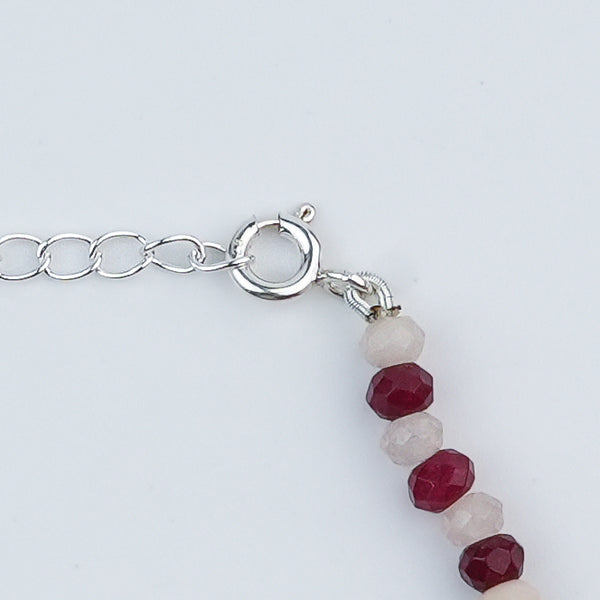 Red & White Jade Silver Anklet (Project Handmade)