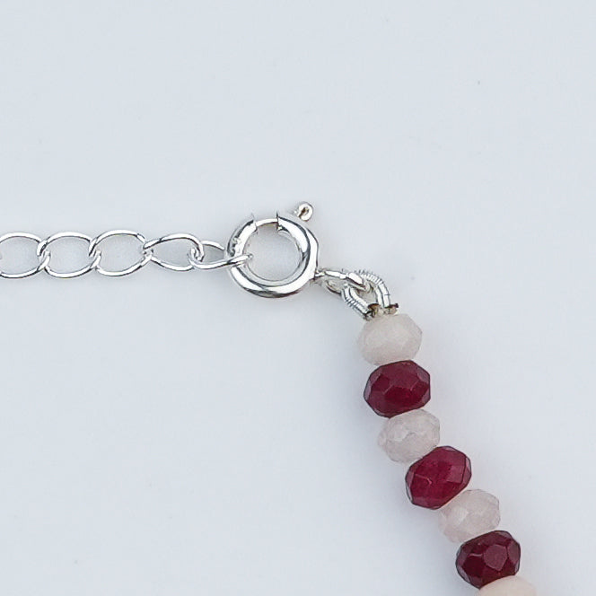 Red & White Jade Silver Anklet (Project Handmade)