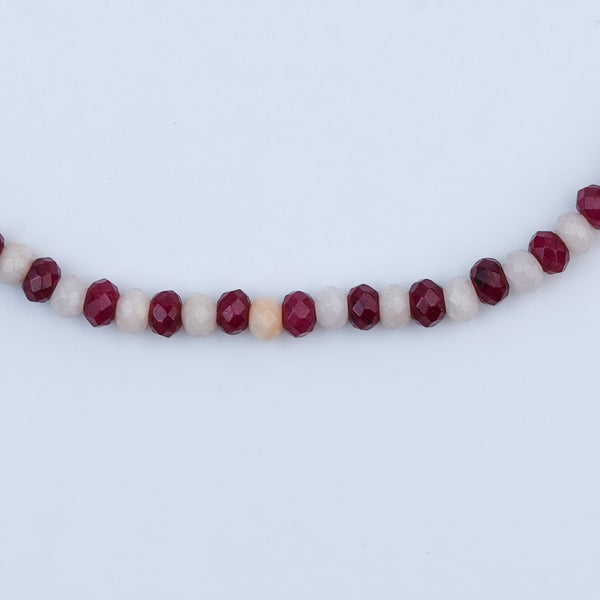 Red & White Jade Silver Anklet (Project Handmade)