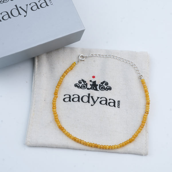 Yellow Jade Silver Anklet (Project Handmade)