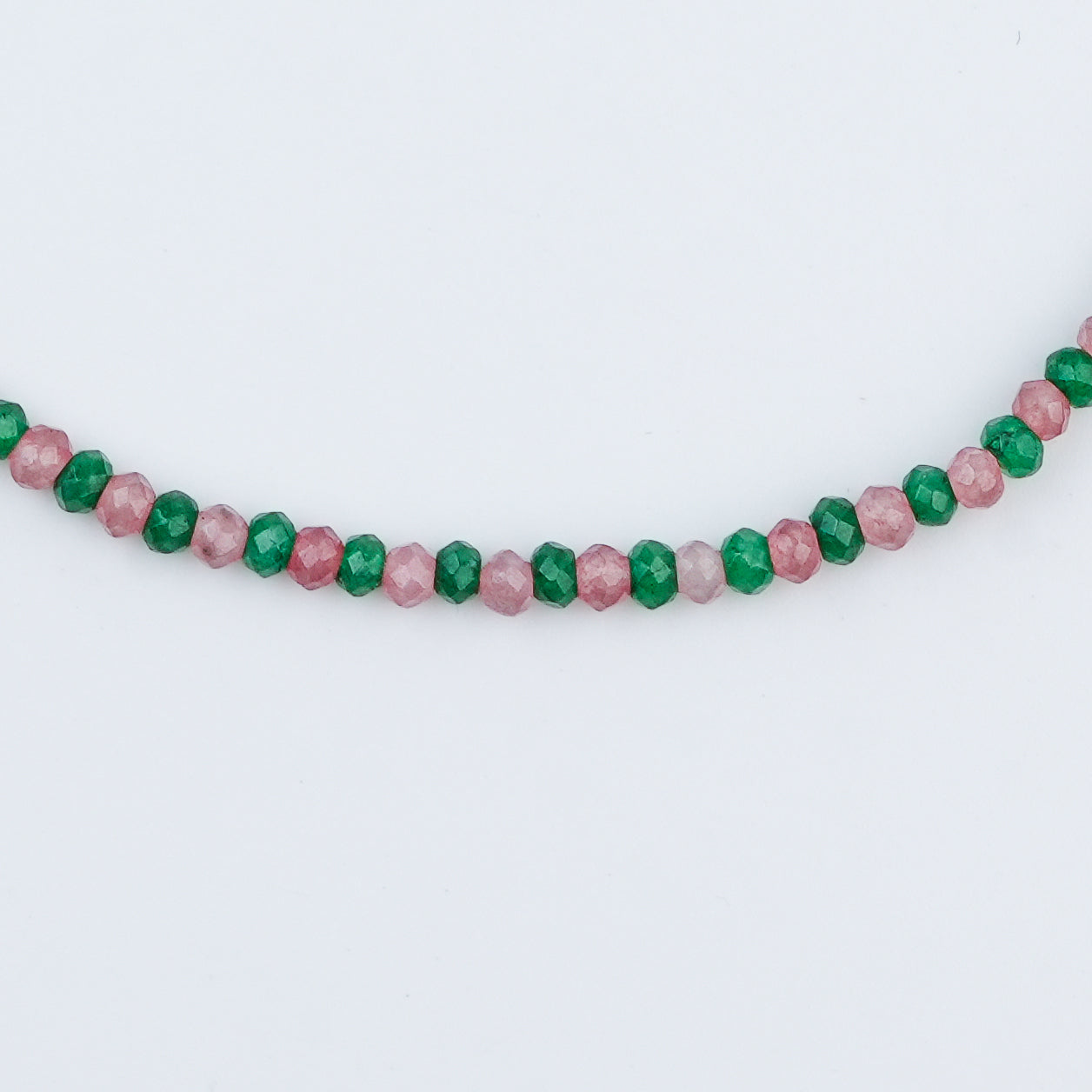 Green & Pink Jade Silver Anklet (Project Handmade)