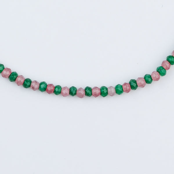 Green & Pink Jade Silver Anklet (Project Handmade)