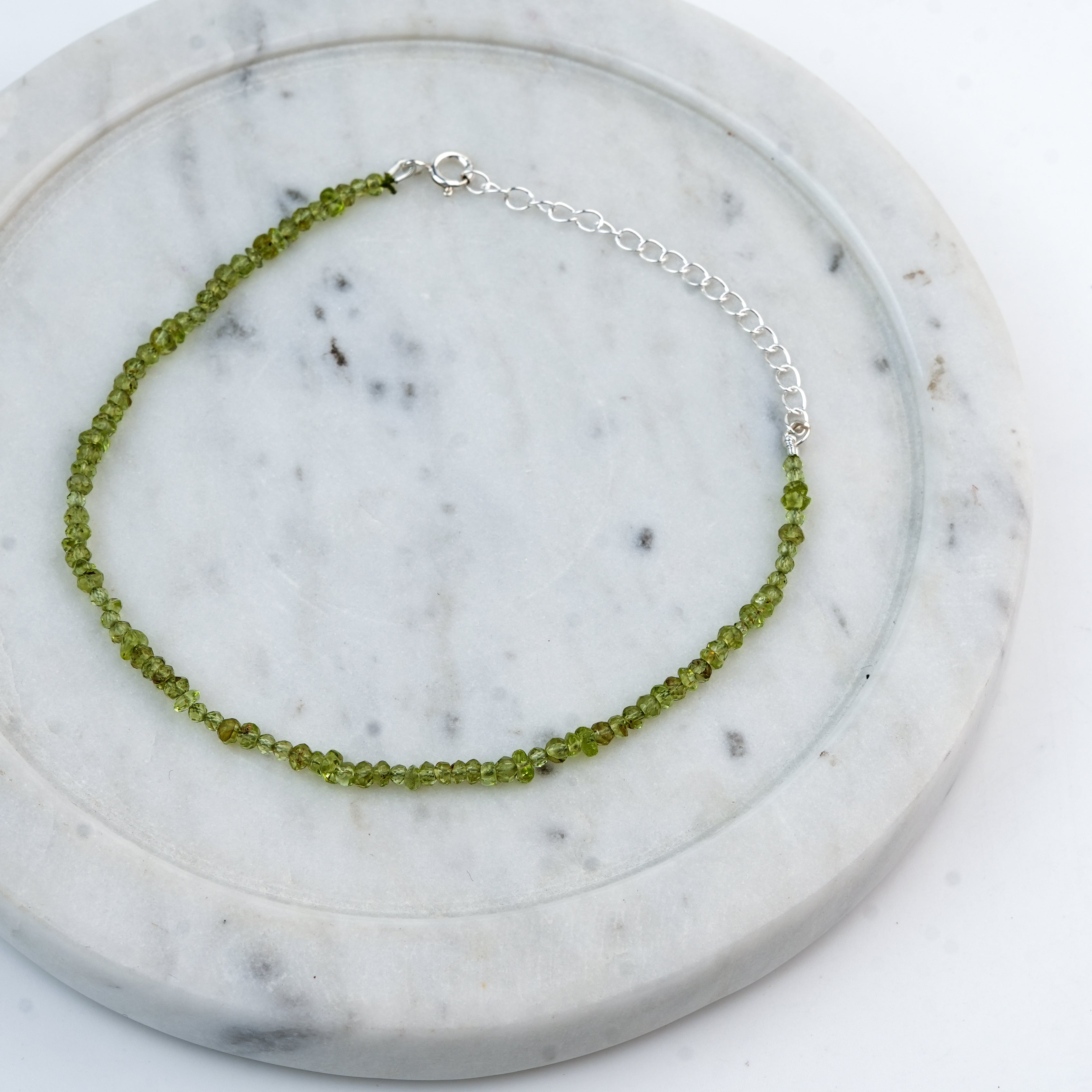 Peridot Silver Anklet (Project Handmade)