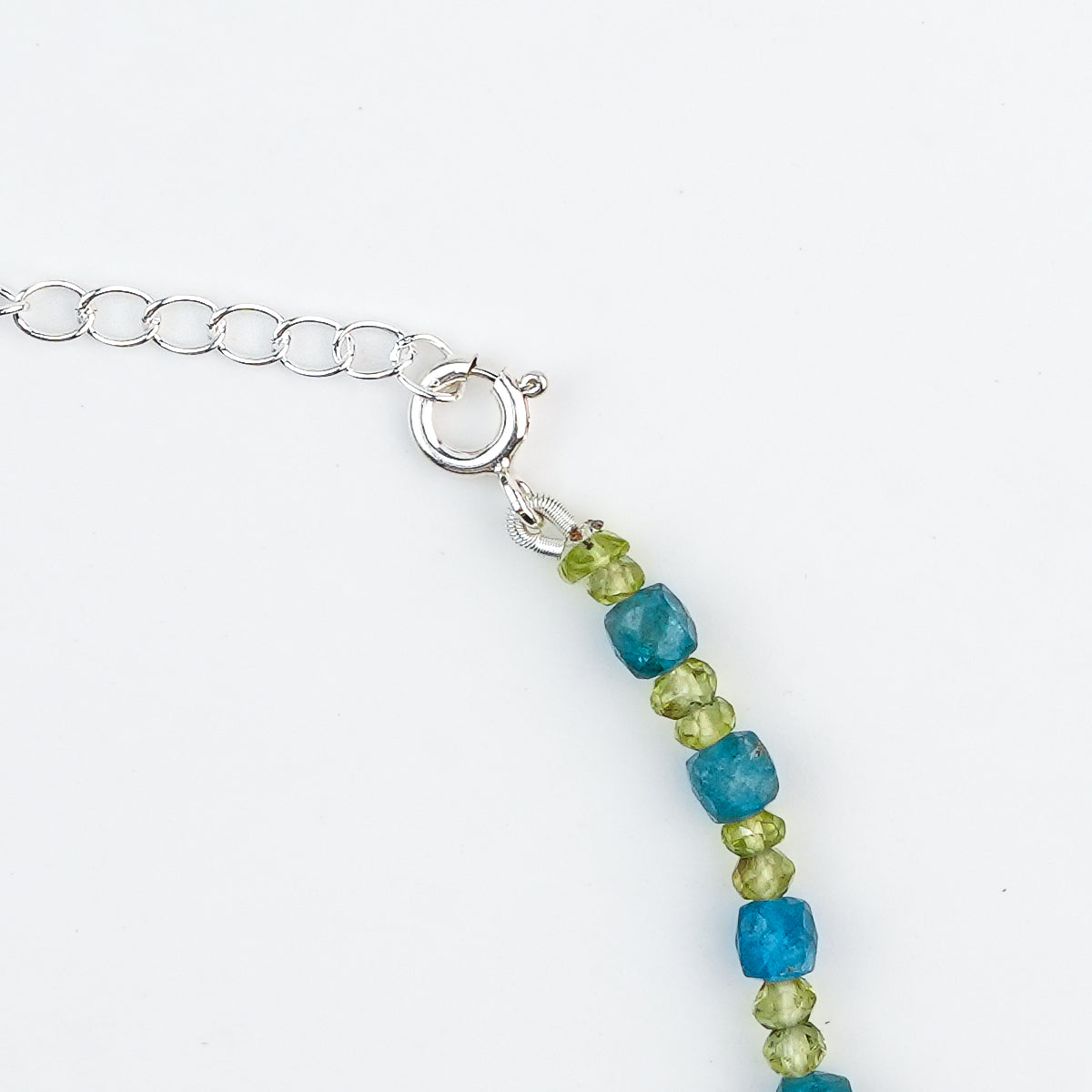 Peridot & Blue Firoza Silver Anklet (Project Handmade)