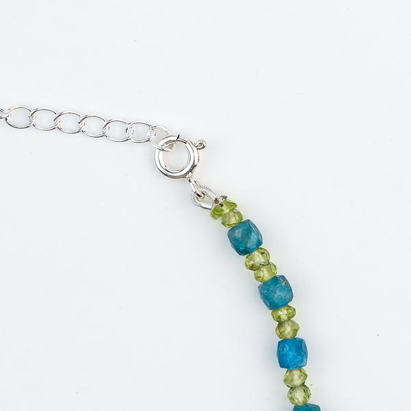 Peridot & Blue Firoza Silver Anklet (Project Handmade)