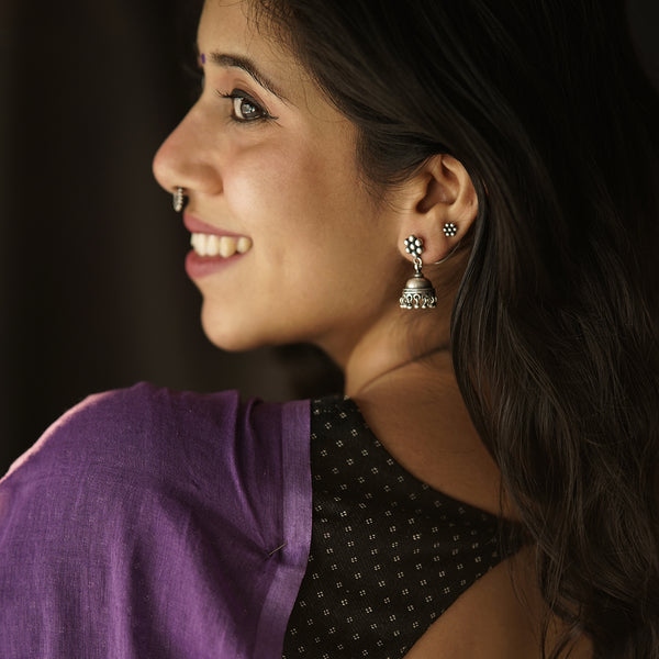 Silver Single Kudi Jhumki - Size Small