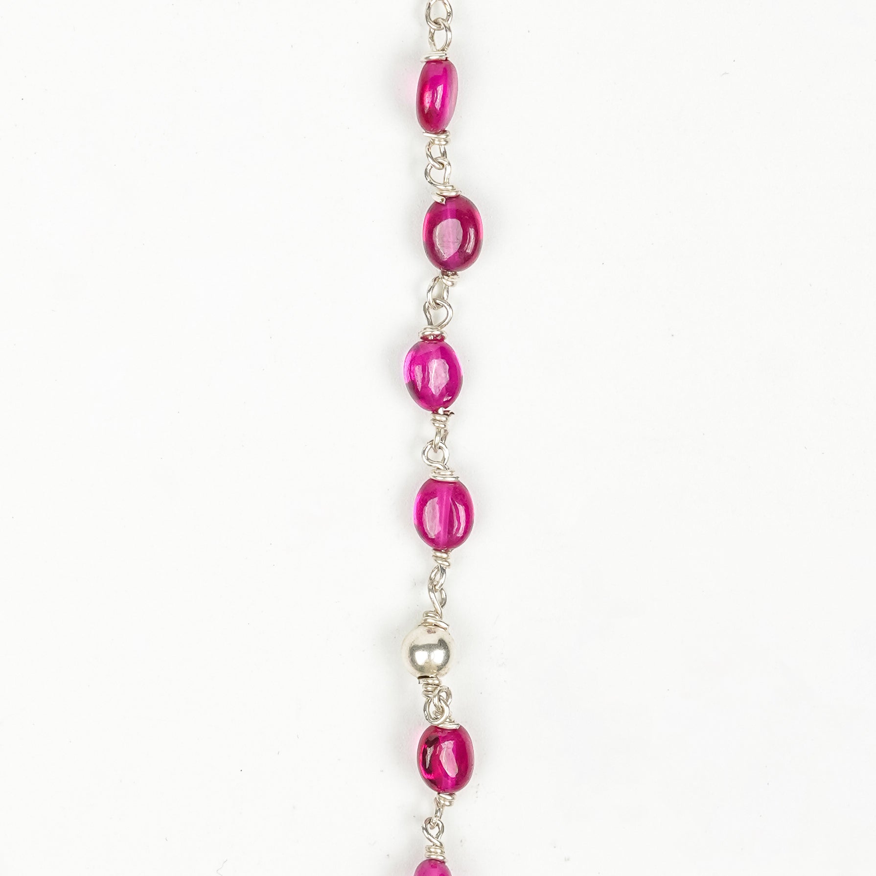 Silver Karwar Motif Pendant & Ruby Ganthan Necklace