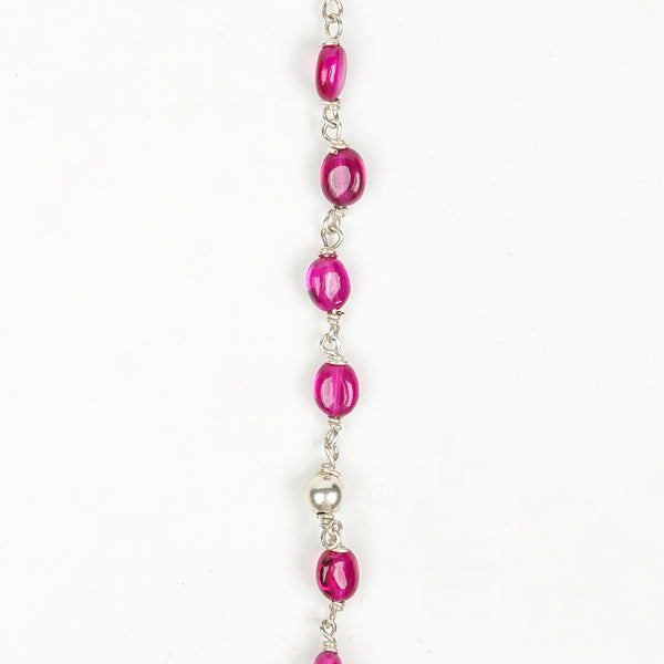 Silver Karwar Motif Pendant & Ruby Ganthan Necklace