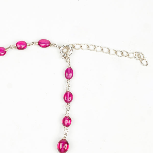 Silver Karwar Motif Pendant & Ruby Ganthan Necklace